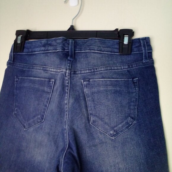 Mossimo Bermuda Shorts Women 00 Mid-Rise Power Stretch Roll Hem Denim Blue - Picture 13 of 15